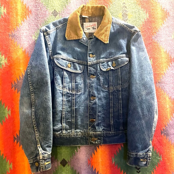 VINTAGE LEE STORM RIDER 80s WOOL BLANKET LINED DENIM JACKET SIZE MEDIUM - Picture 2 of 7